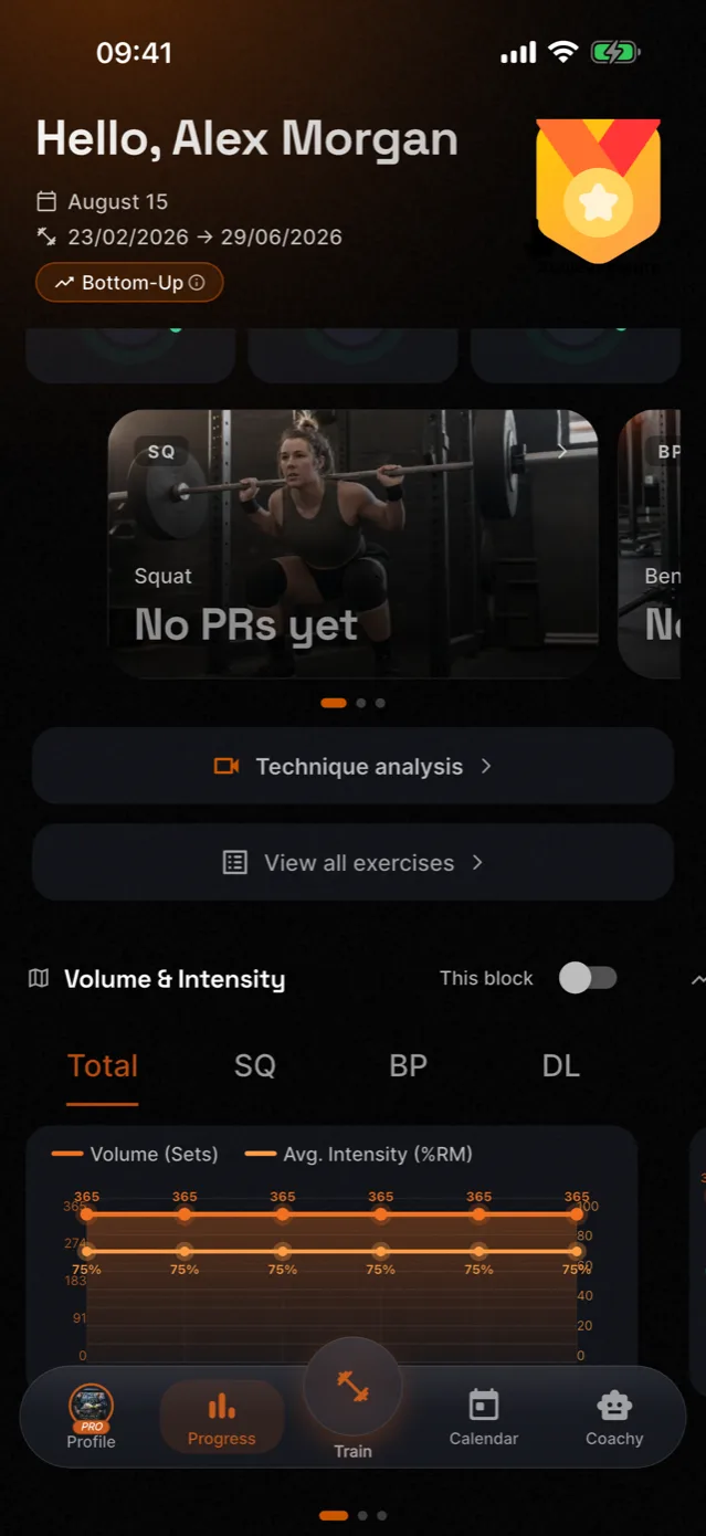 Momentum progress screen in English, archived screenshot