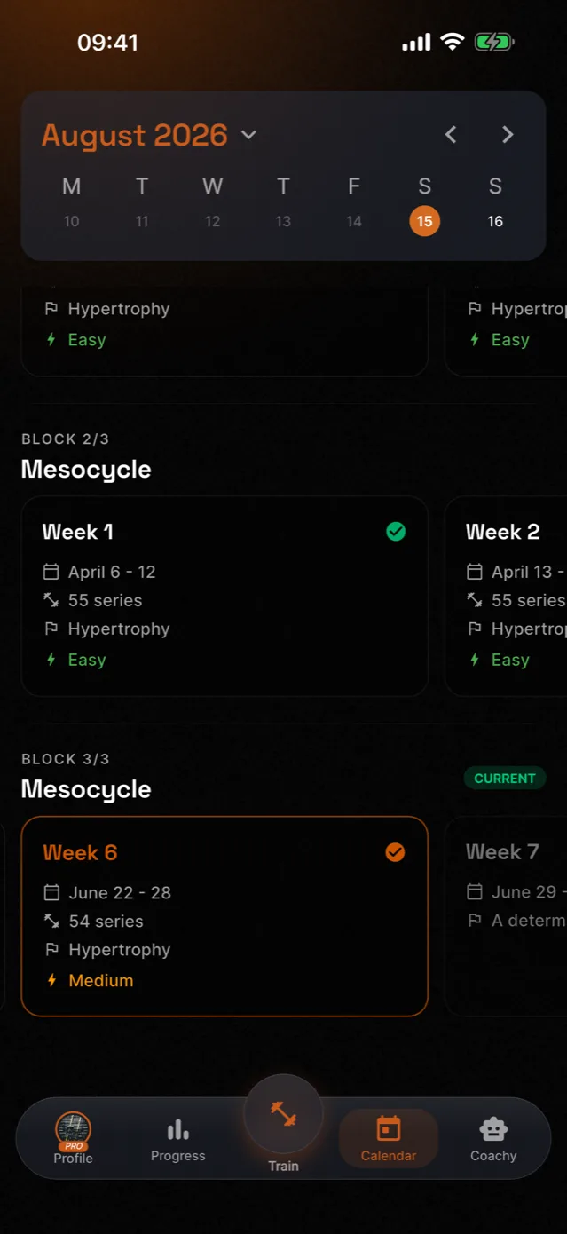 Momentum block calendar in English, archived screenshot