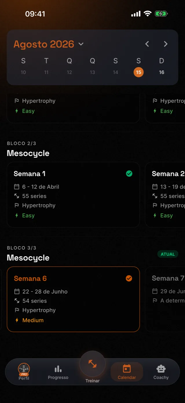Calendário de blocos da Momentum em português, captura de arquivo